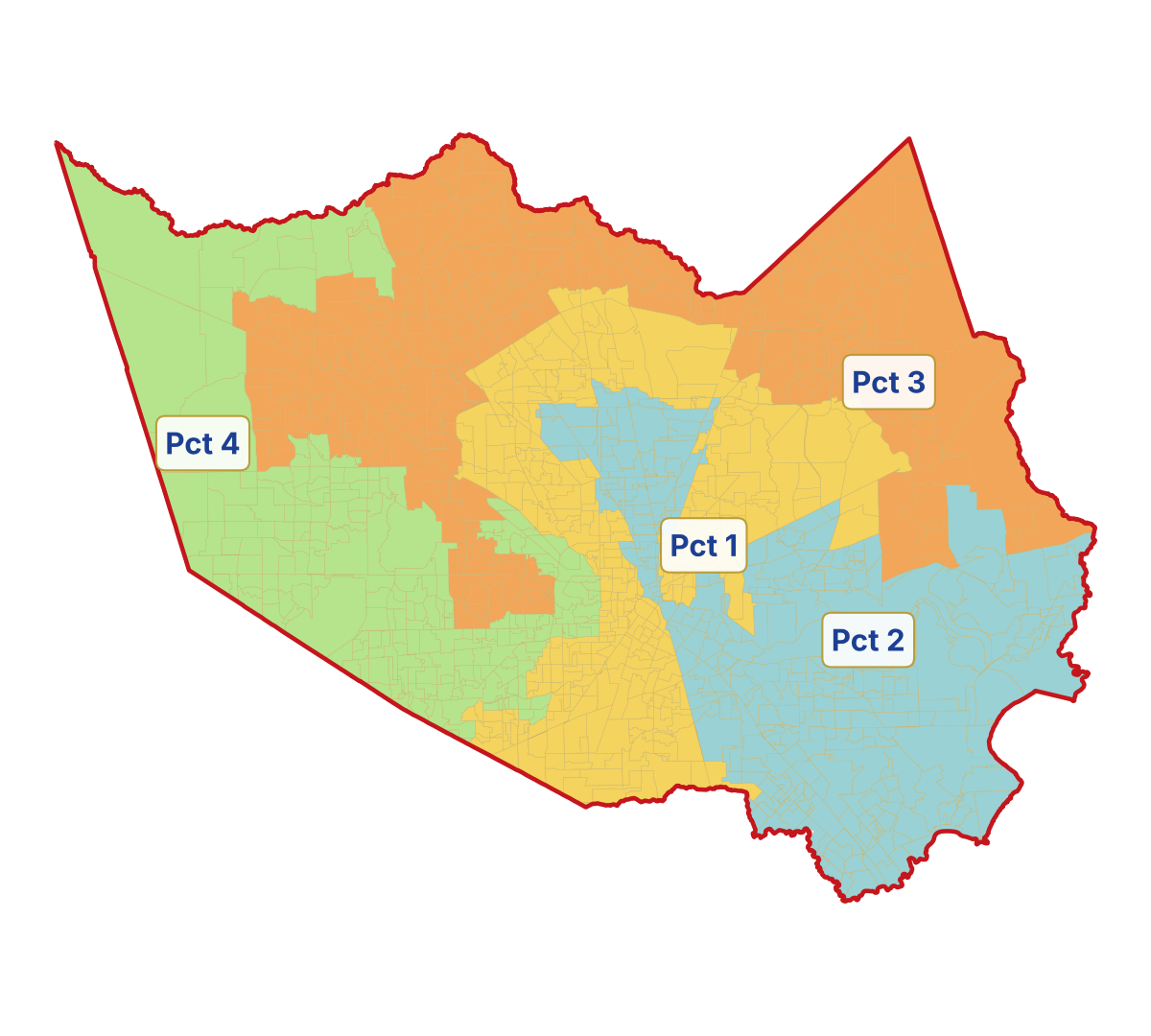 Harris County voting precinct map by Commissioner Precinct, Kingwood TEA Party voter guide lookup